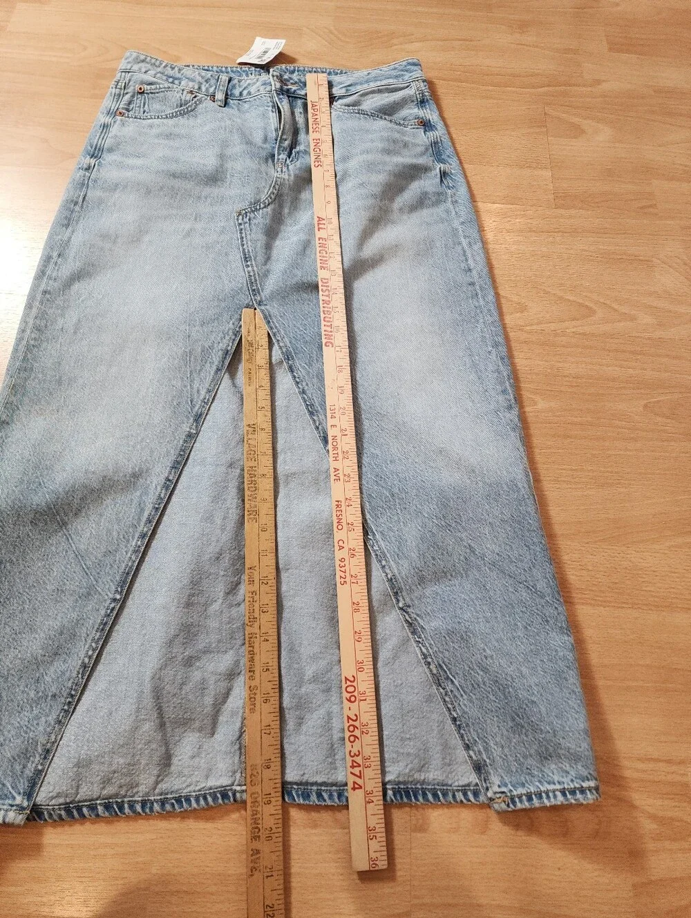 NWT American Eagle Drape Denim Midi Maxi Skirt Front Slit Size 6 (Runs Big?)